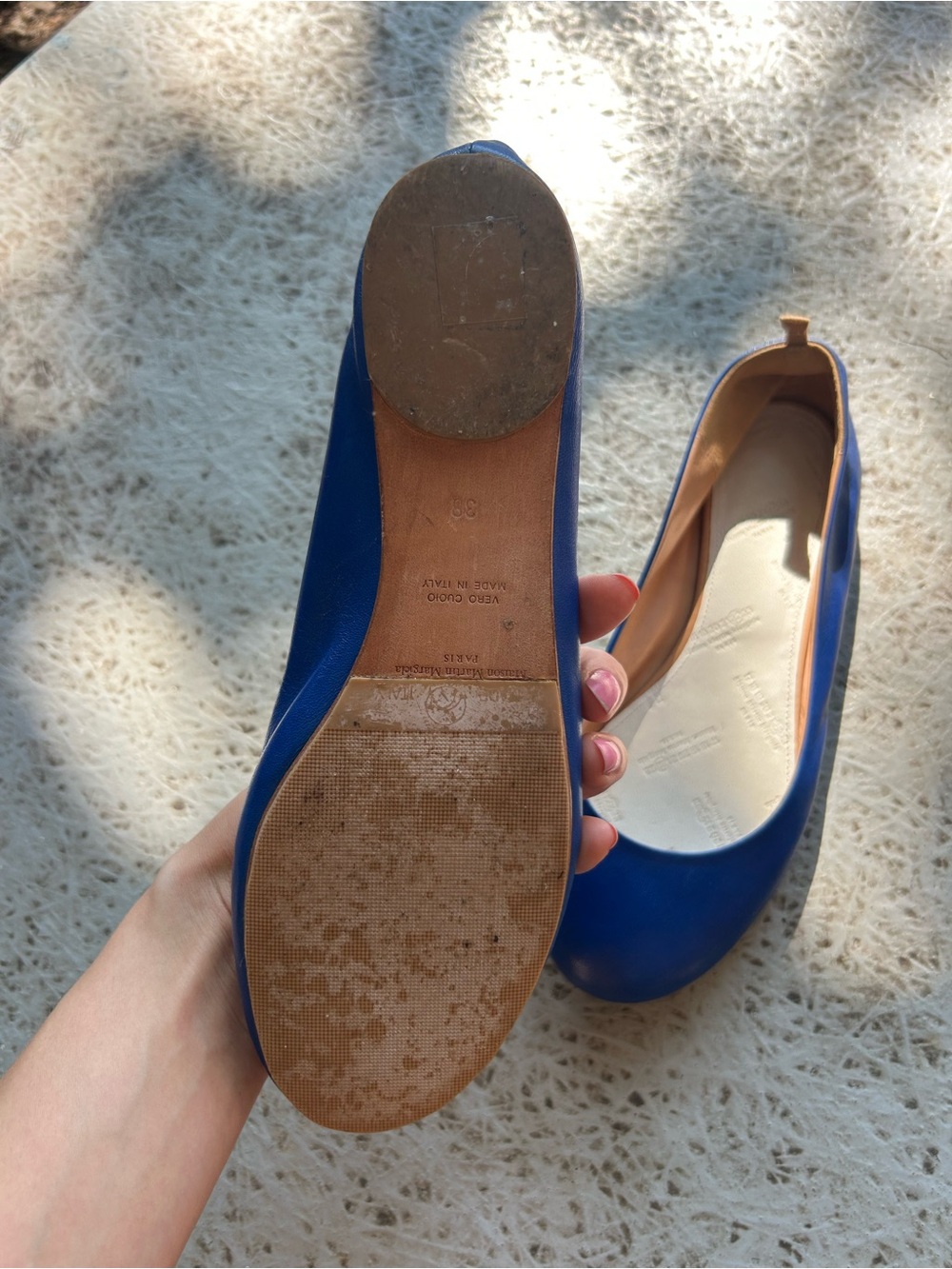 Maison Martin Margiela Cobalt Blue Leather Ballet Flats - Picture 3 of 6
